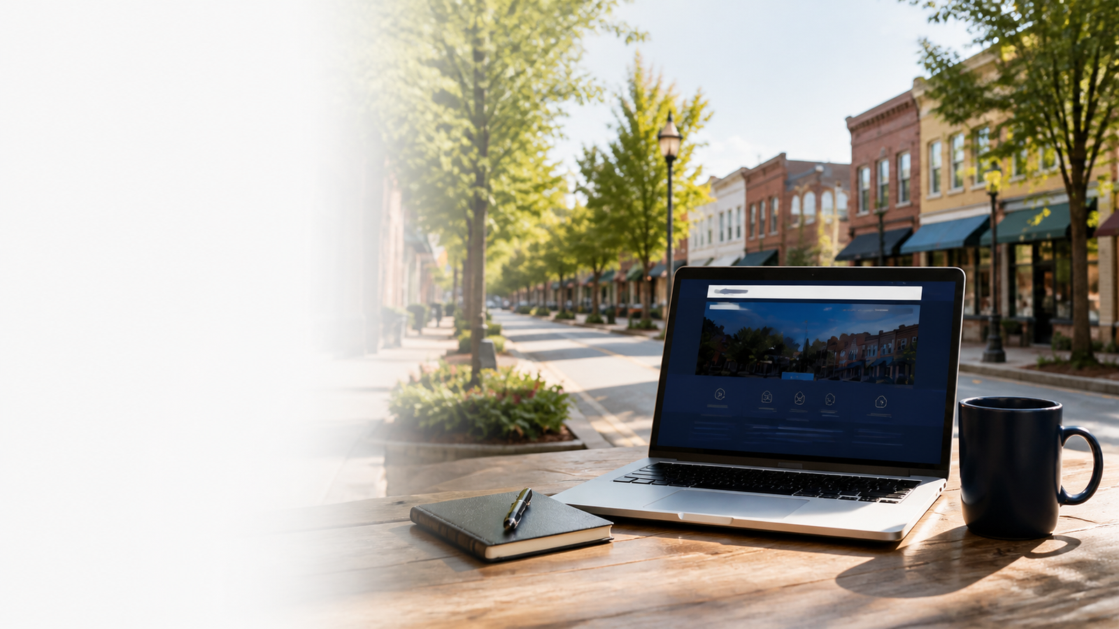 A professional local business website displayed on a laptop